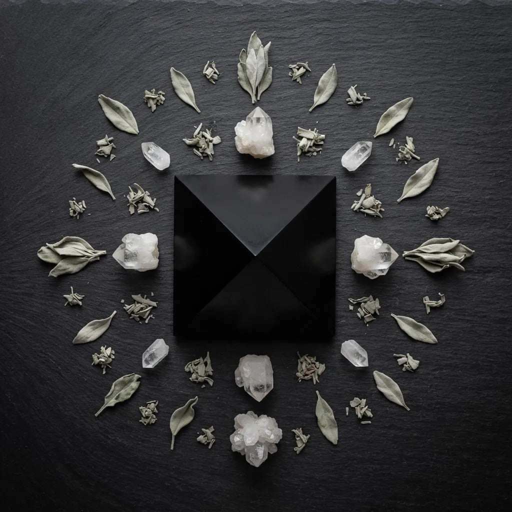 Pirámide Obsidiana Geometría Sagrada Protección Energética 7 Cm