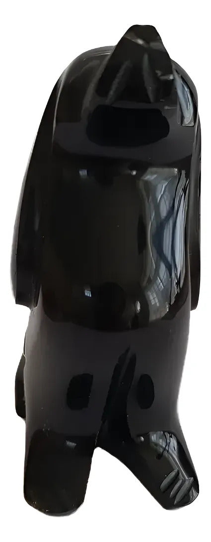 Figura Perro Obsidiana Dorada 9 Cm Artesanal Protección