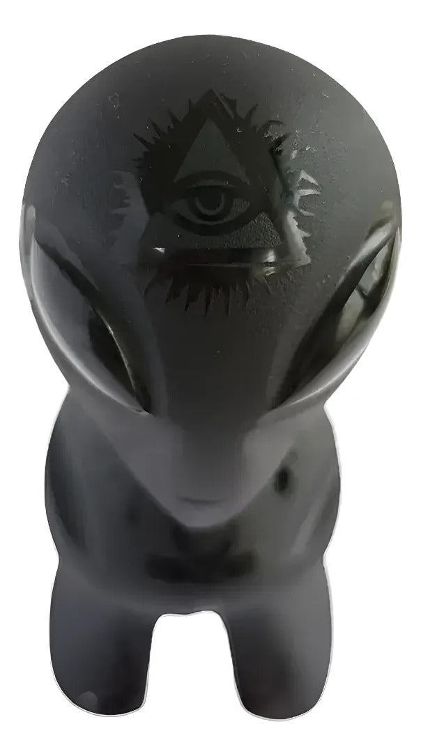 Figura Alien Obsidiana Negra Grabado Artesanal Protección Grabado 1