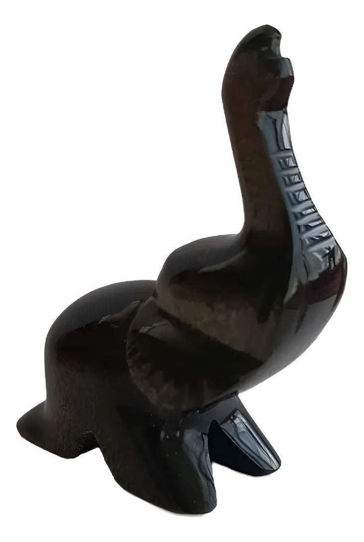 Figura Elefante Obsidiana Dorada 9 Cm Artesanal Protección