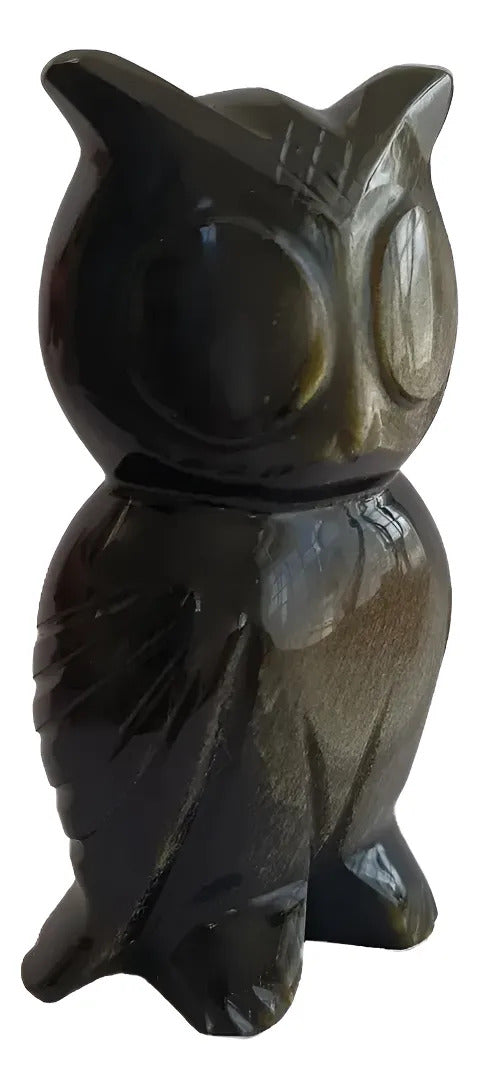Figura Búho Obsidiana Dorada 9 Cm Artesanal Protección