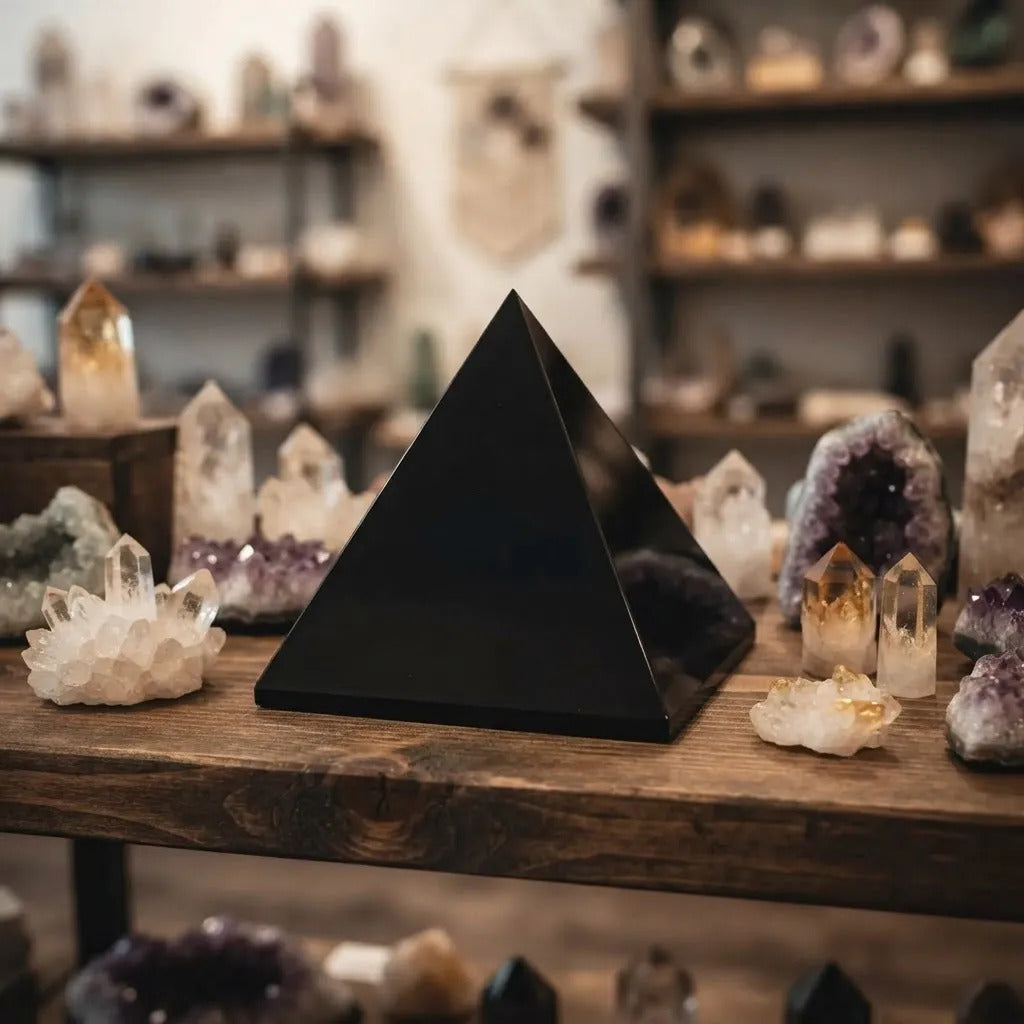 Pirámide Obsidiana Geometría Sagrada Protección Energética 7 Cm