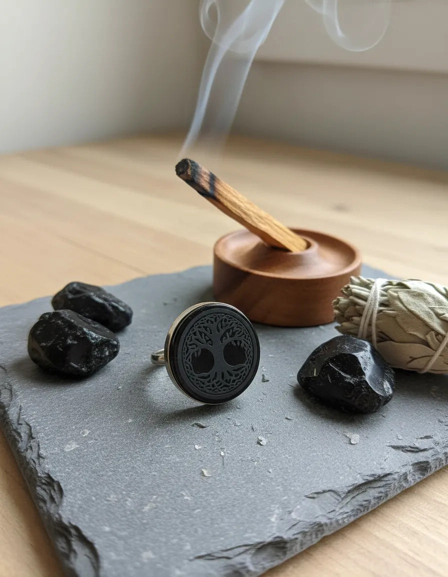 Anillo Obsidiana Ajustable Protección Energética A Elegir