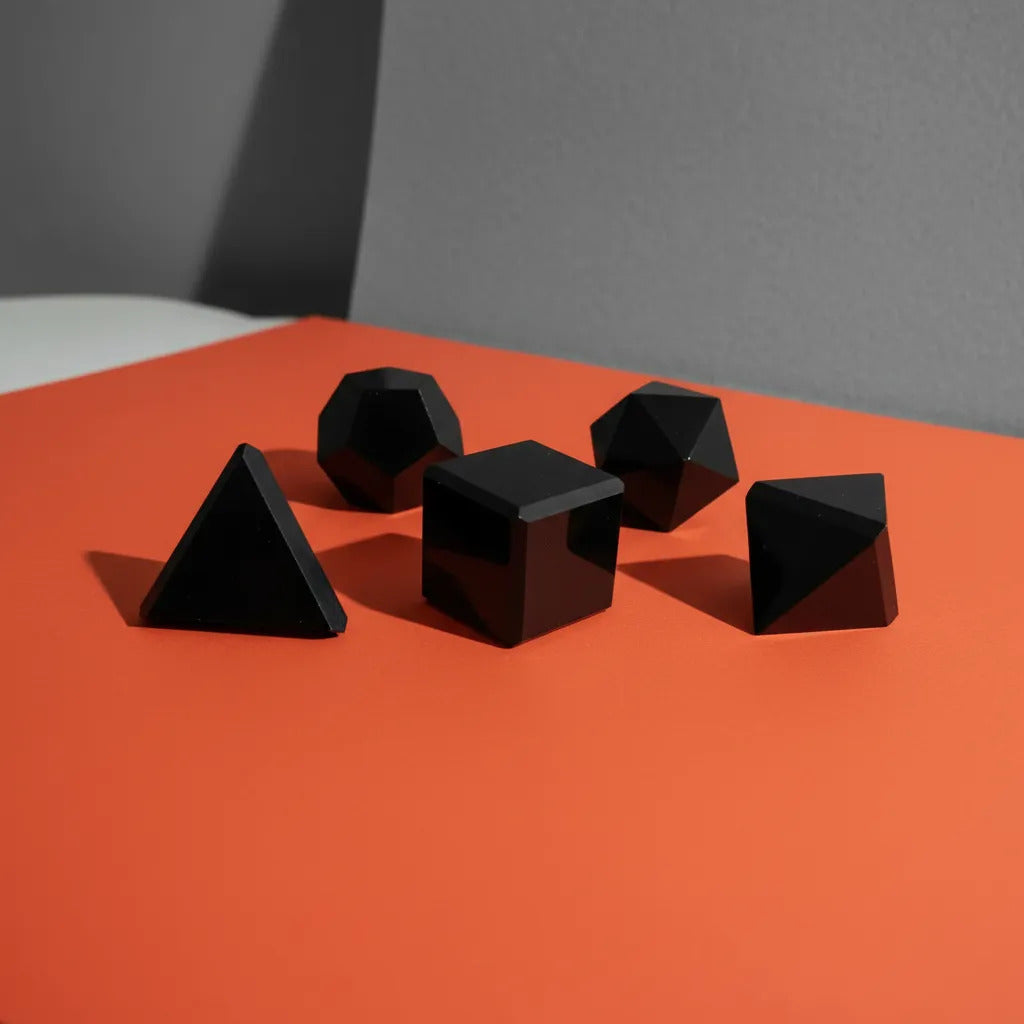 Sólidos Platónicos Obsidiana Geometría Sagrada 2 Cm
