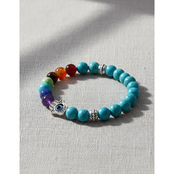 Pulsera Turquesa Natural Mano De Fátima Ojo Turco Protección