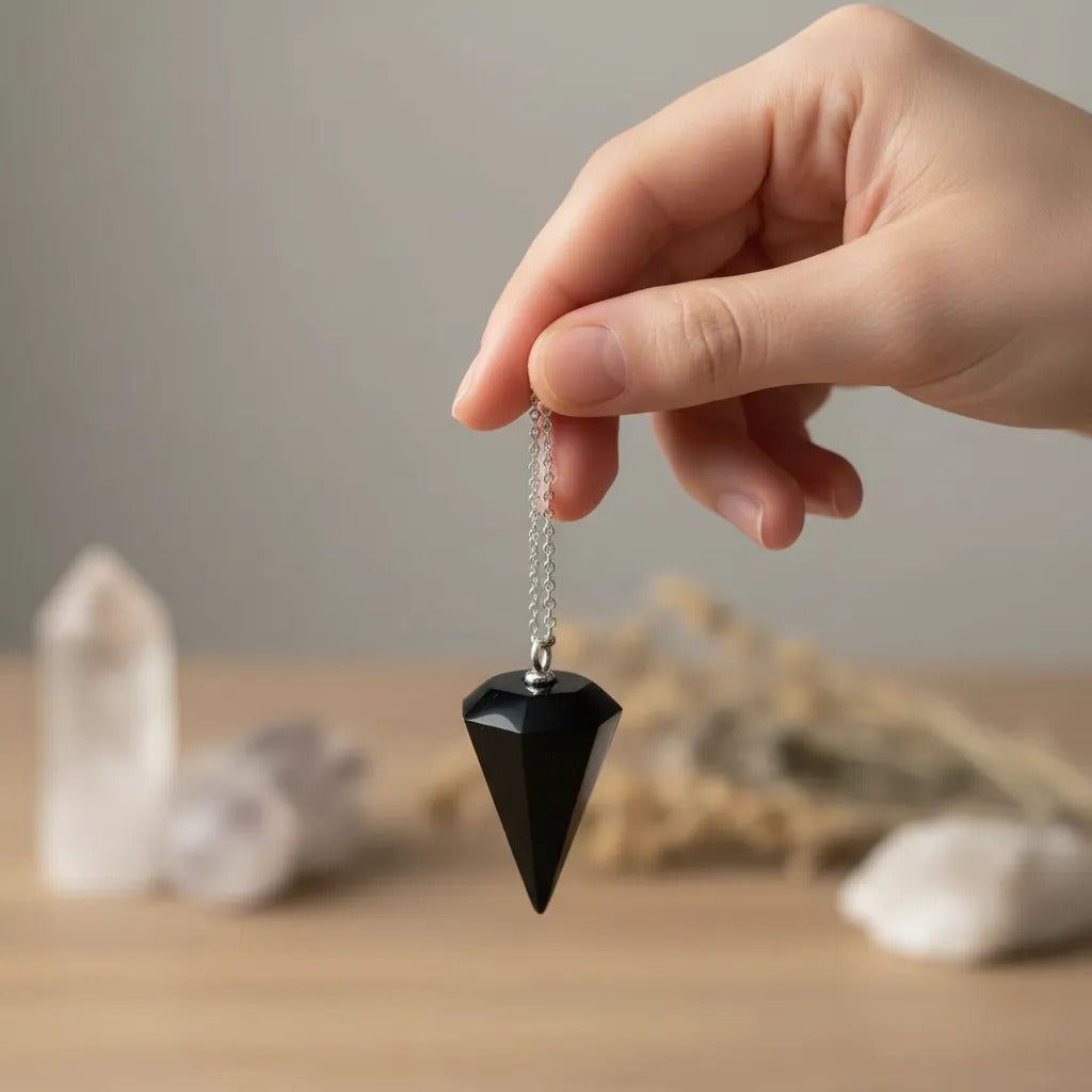 Péndulo Diamante Obsidiana 4 Cm Radiestesia Protección