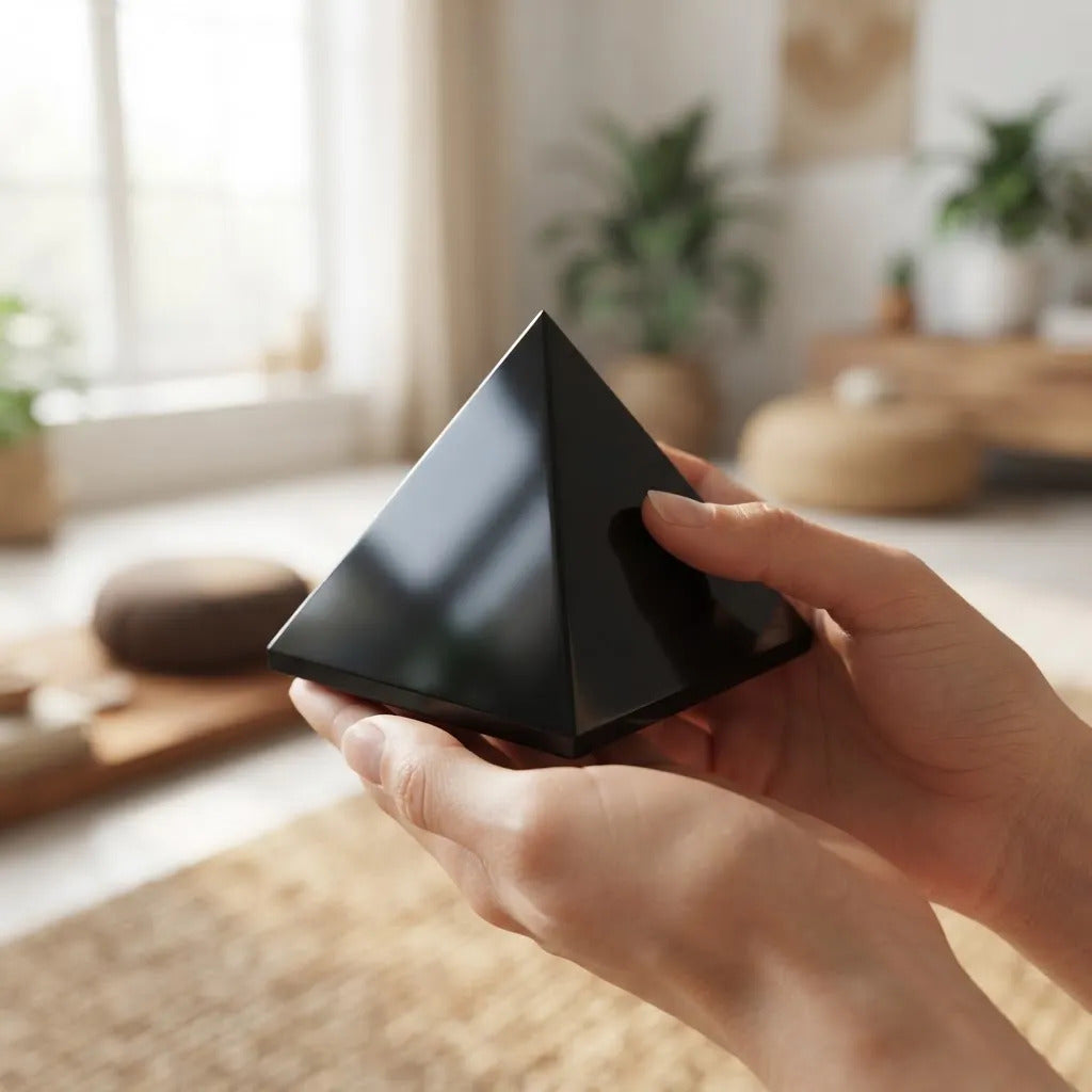 Pirámide Obsidiana Geometría Sagrada Protección Energética 7 Cm