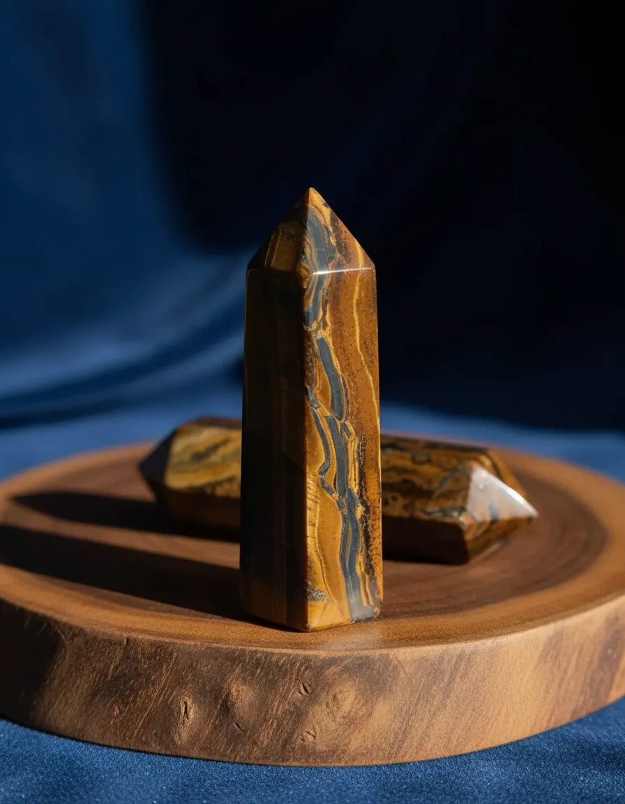 Obelisco De Ojo De Tigre Natural 7 Cm Protección Energética