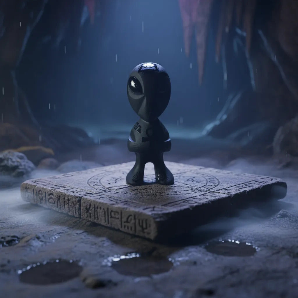 Figura Alien Obsidiana Negra Grabado Artesanal Protección Grabado 1