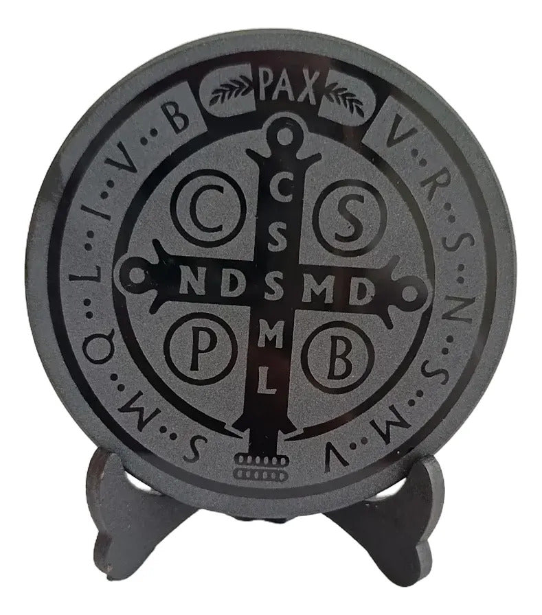 Espejo Obsidiana San Benito Doble Grabado 7 Cm Protección