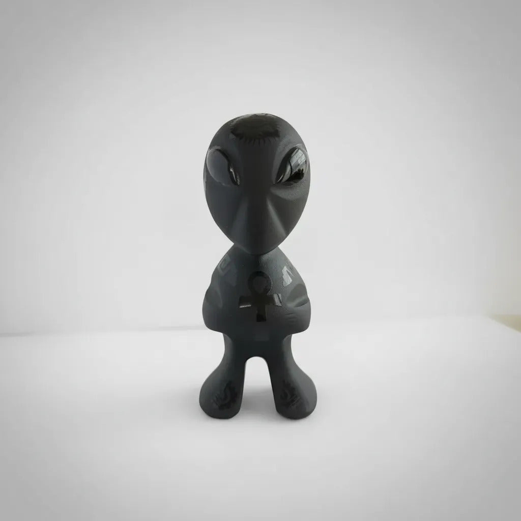 Figura Alien Obsidiana Negra Grabado Artesanal Protección Grabado 1