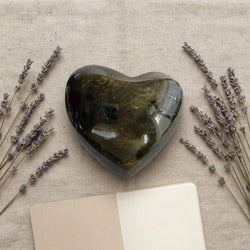 Figura Corazón Obsidiana Dorada Artesanal Protección Energía Corazón