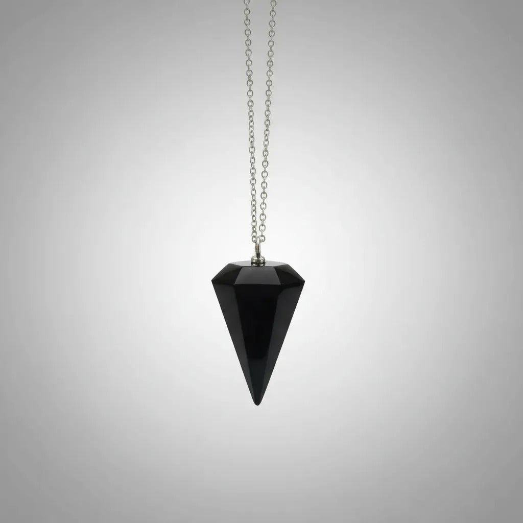 Péndulo Diamante Obsidiana 4 Cm Radiestesia Protección