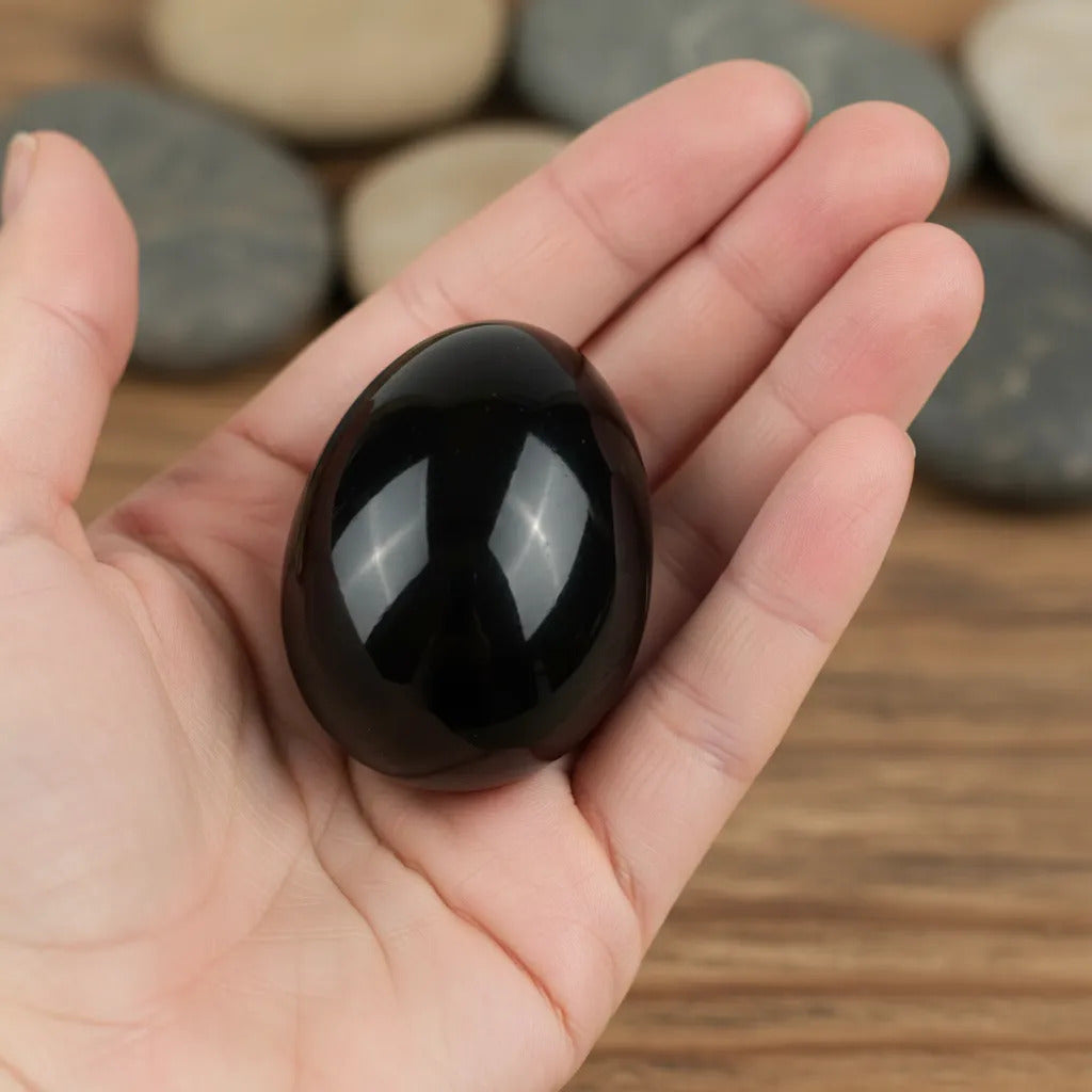 Huevo Yoni Egg Obsidiana 4.5 Cm Suelo Pélvico Protección