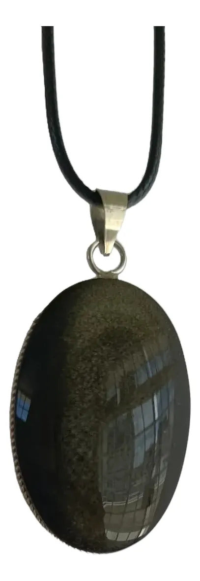 Dije Óvalo Obsidiana Dorada 4 Cm Protección Personal