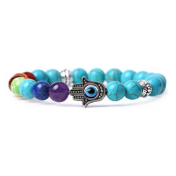 Pulsera Turquesa Natural Mano De Fátima Ojo Turco Protección