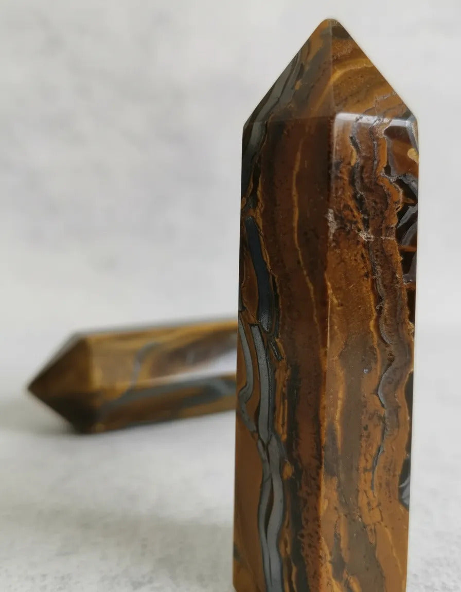 Obelisco De Ojo De Tigre Natural 7 Cm Protección Energética