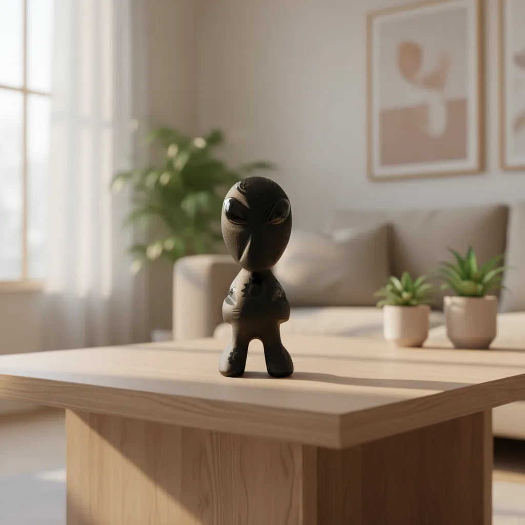 Figura Alien Obsidiana Negra Grabado Artesanal Protección Grabado 2