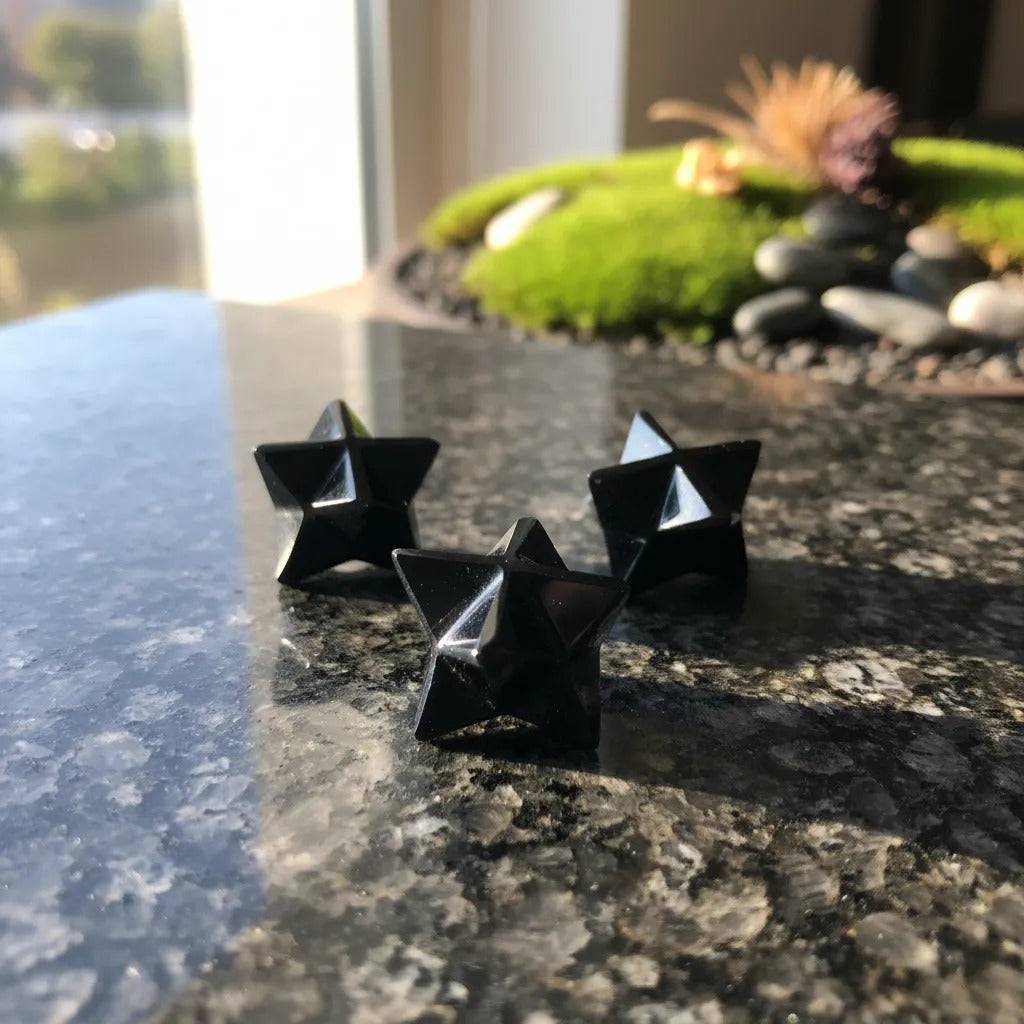 Merkaba Obsidiana De Bolsillo 2 Cm Geometría Sagrada