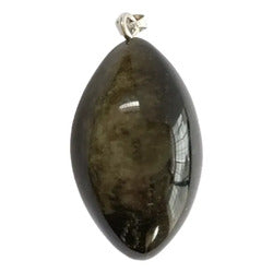 Dije Forma Almendra Obsidiana Dorada Protección Energética Almendra