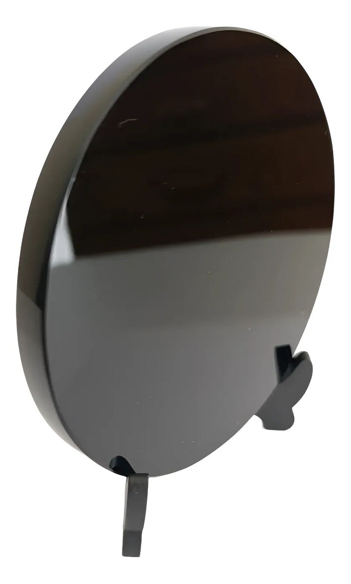 Espejo De Obsidiana Liso Artesanal 10 Cm Energía Protección