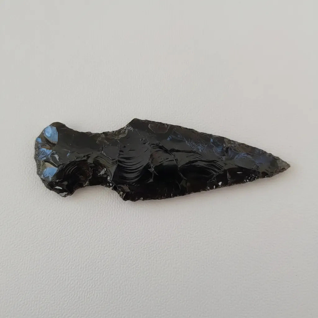 Punta Lanza Bastón Artesanal Obsidiana Negra 20cm Ceremonial