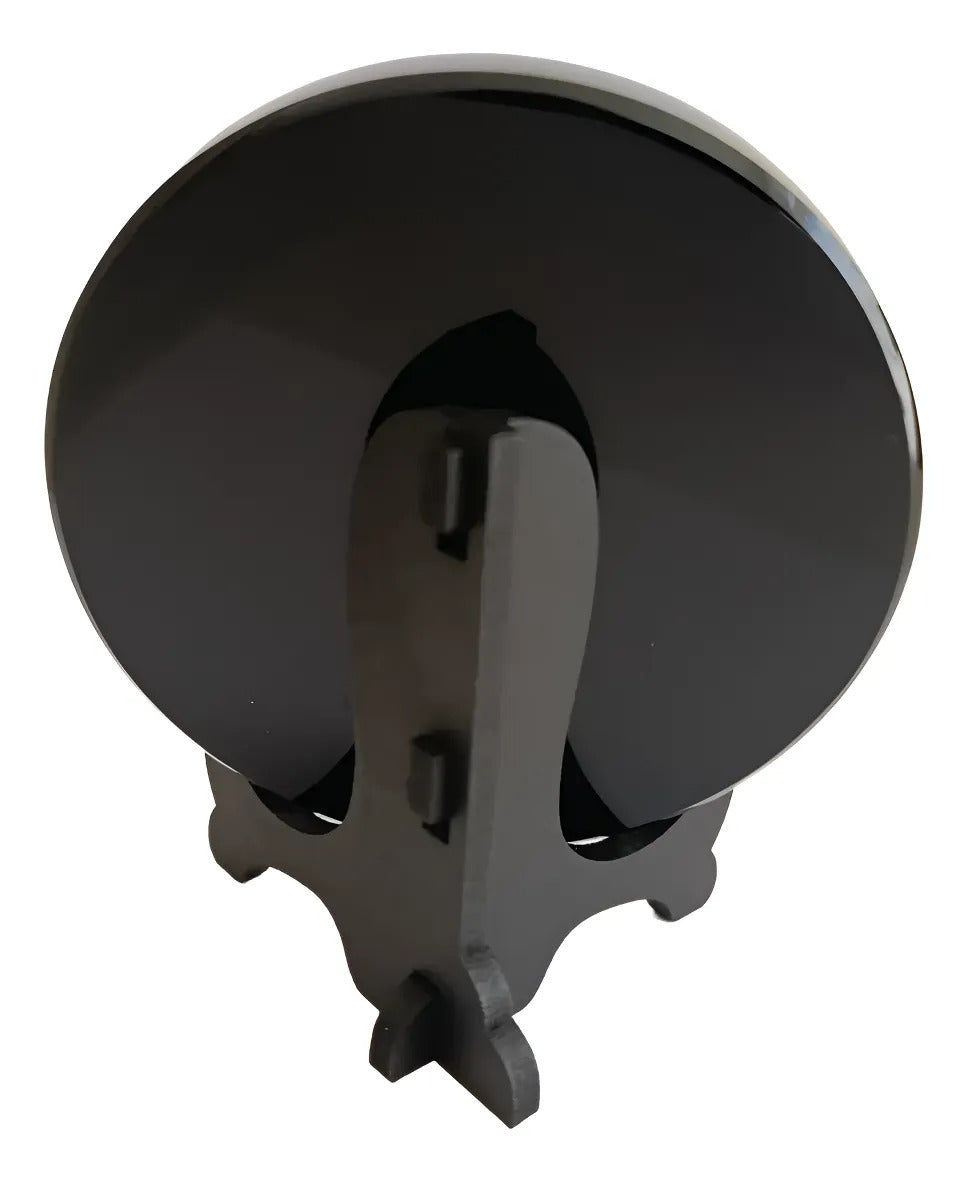 Espejo Obsidiana 10cm Grabado Protección Energética A Elegir