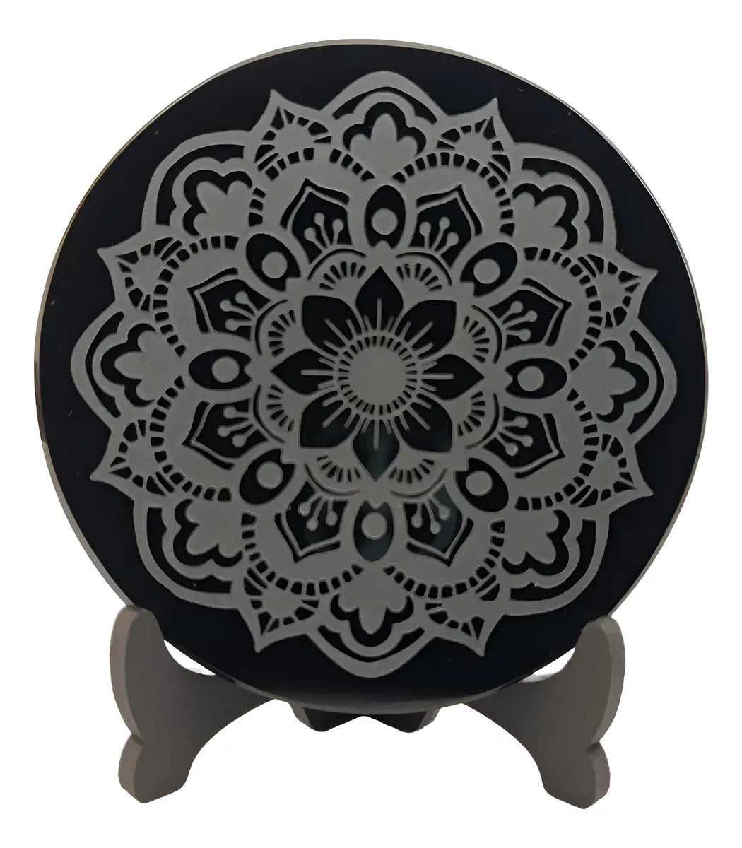 Espejo Obsidiana 10cm Grabado Protección Energética A Elegir