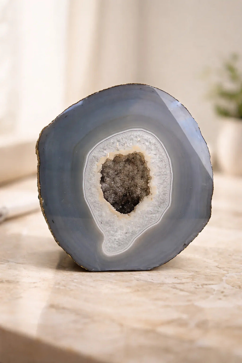 Geoda Ágata Cuarzo Natural 1.20 Kg Energía Equilibrio Decora