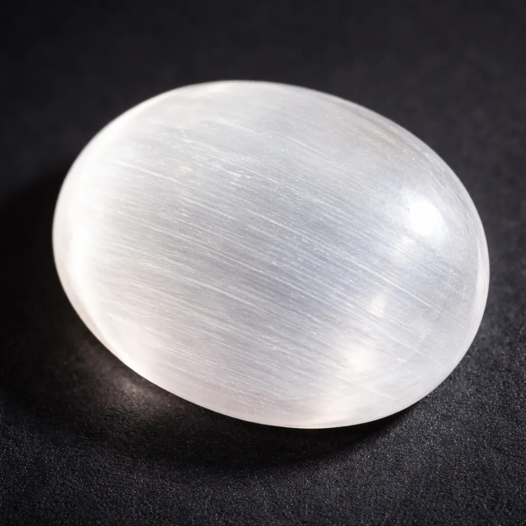 Piedra Selenita Natural Óvalo Cabujón Claridad Y Limpieza