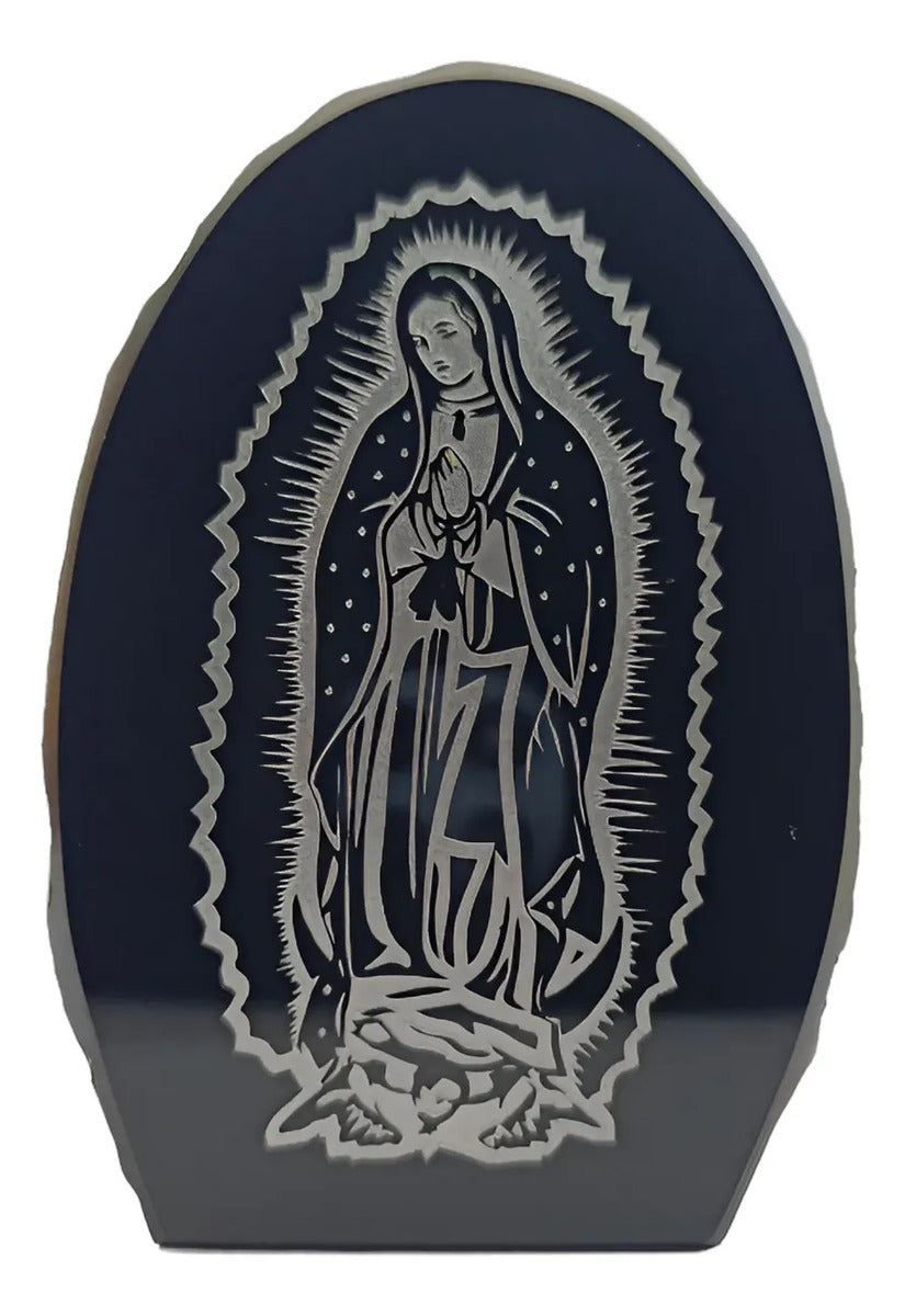 Virgen De Guadalupe En Obsidiana Grabada