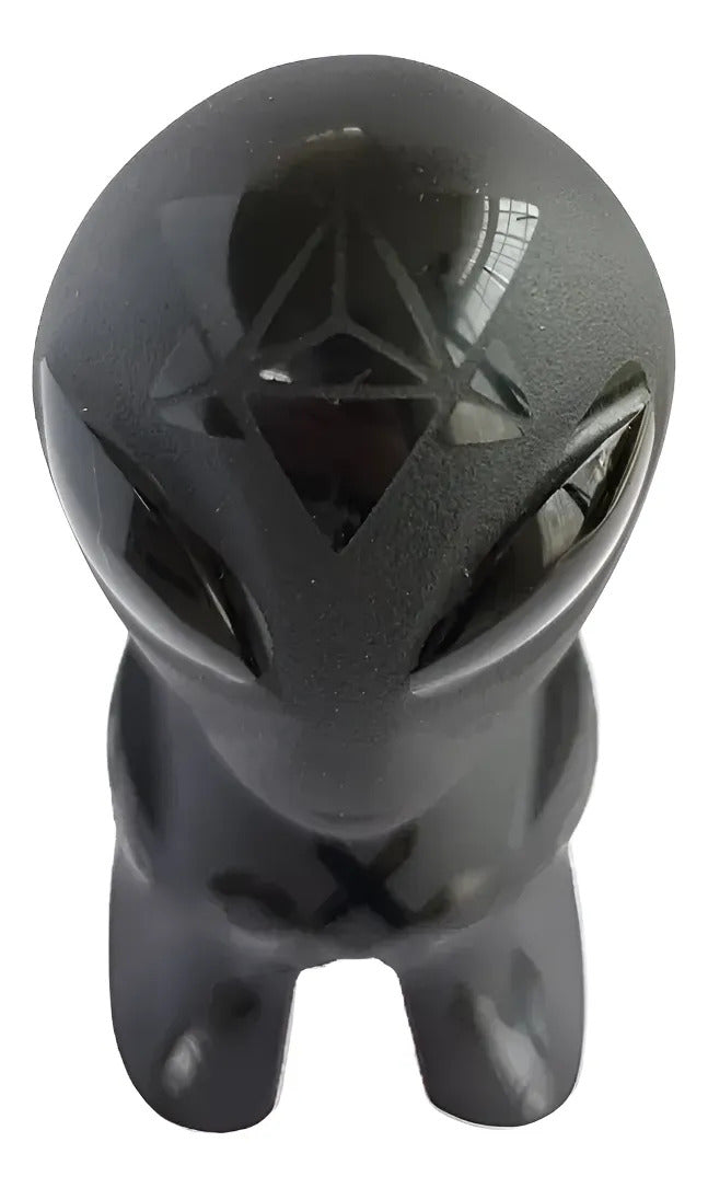 Figura Alien Obsidiana Negra Grabado Artesanal Protección Grabado 3