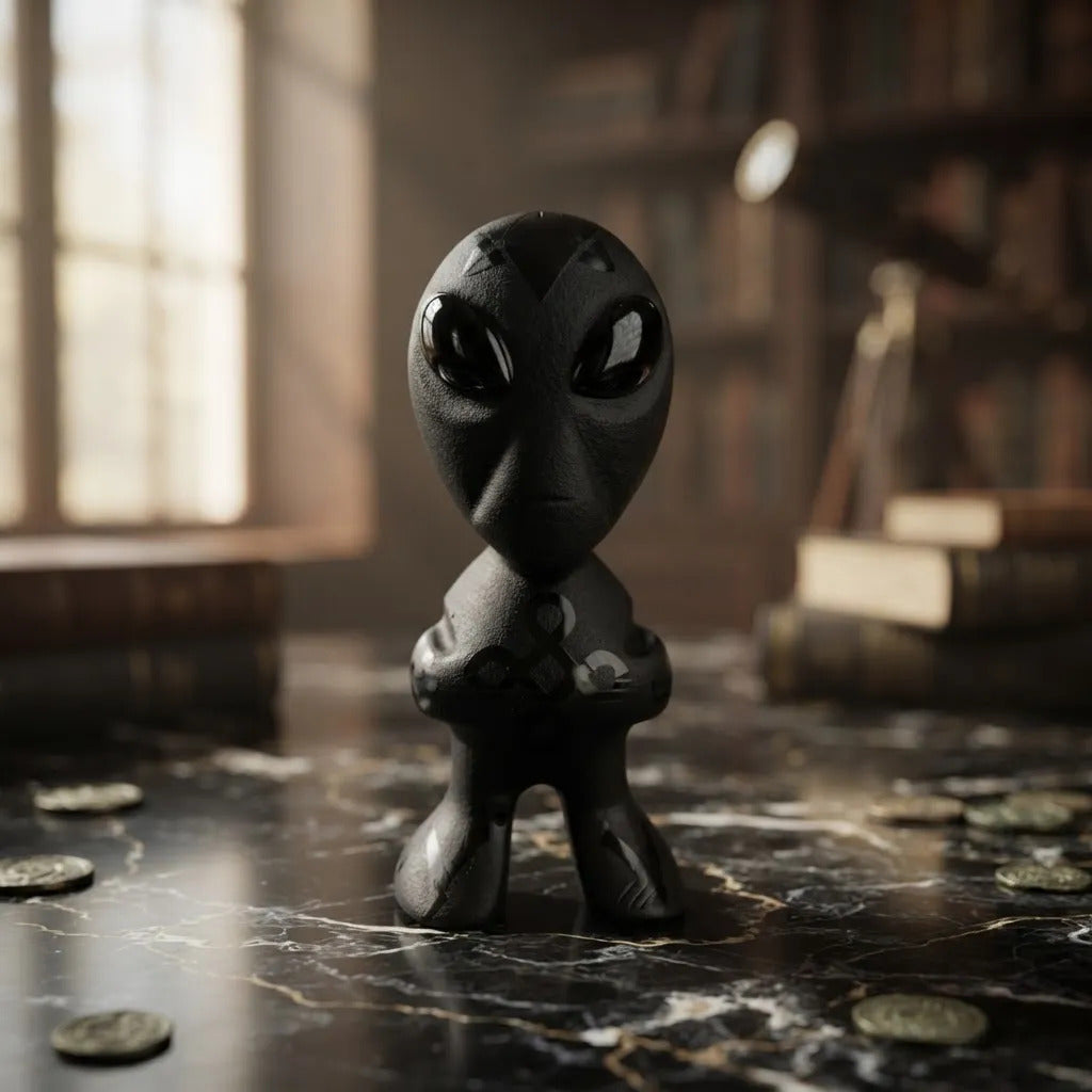Figura Alien Obsidiana Negra Grabado Artesanal Protección Grabado 3