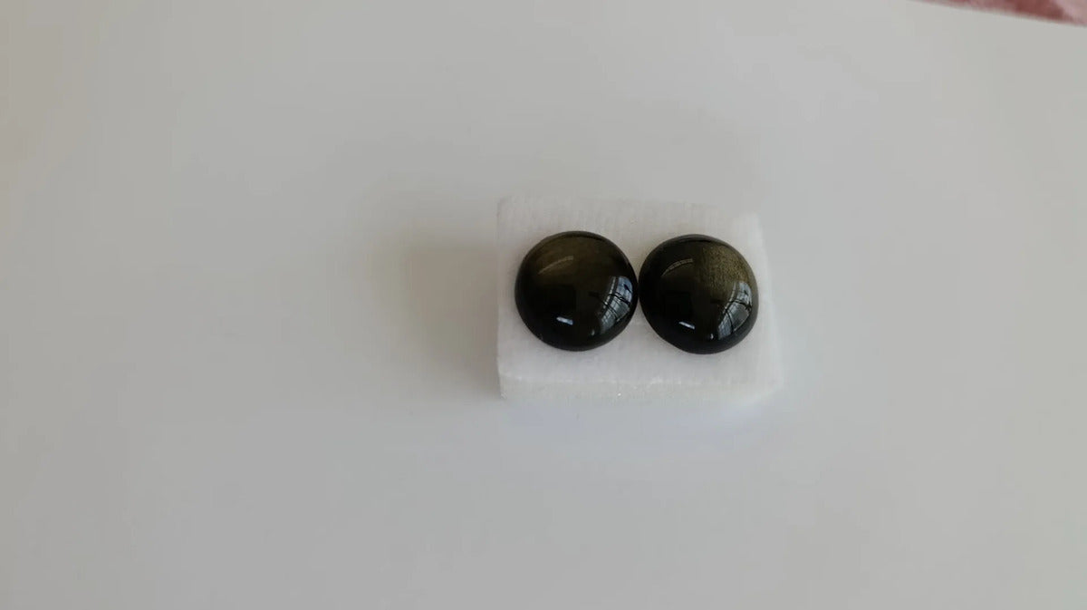 Aretes Obsidiana Dorada Natural Broquel Protección Energía