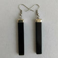 Aretes Largos Artesanales Obsidiana 5 Cm Protección Energía