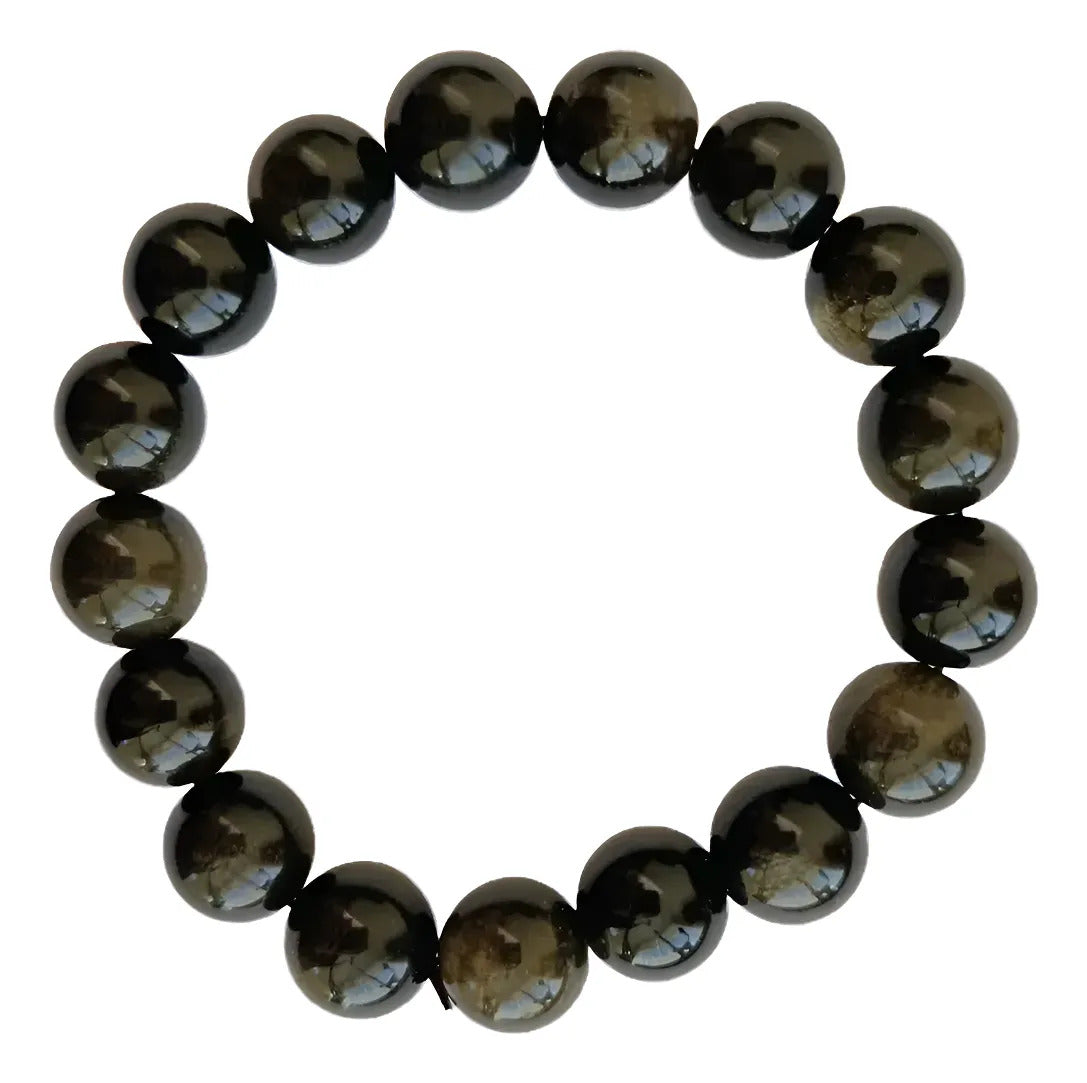 Pulsera Elástica Obsidiana 12 Mm Protección Equilibrio