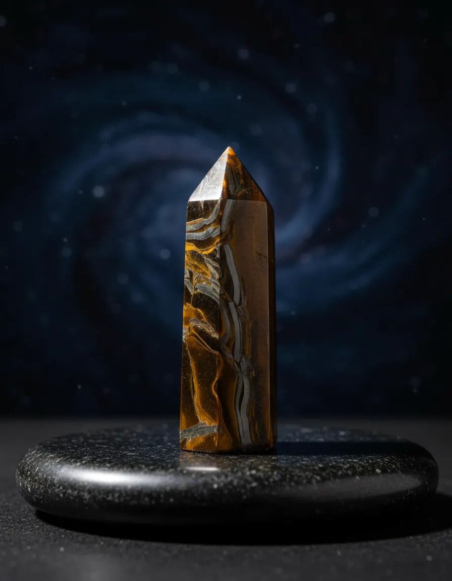 Obelisco De Ojo De Tigre Natural 7 Cm Protección Energética