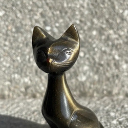 Figura Gato Obsidiana Dorada 9 Cm Artesanal Protección