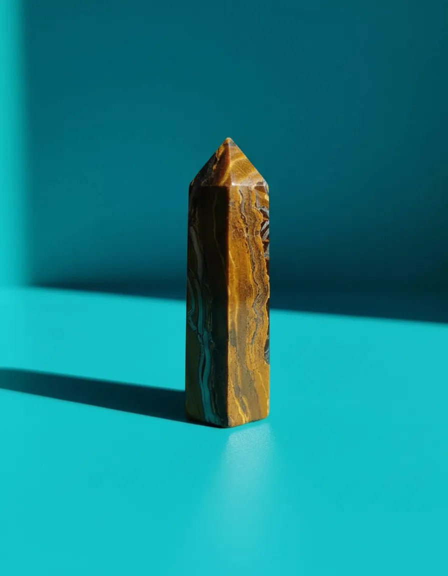 Obelisco De Ojo De Tigre Natural 7 Cm Protección Energética