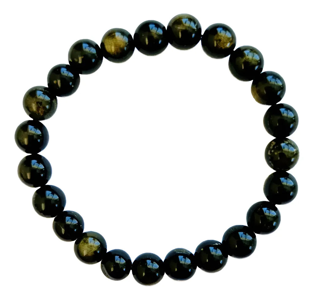 Pulsera Elástica Obsidiana 8 Mm Protección Equilibrio