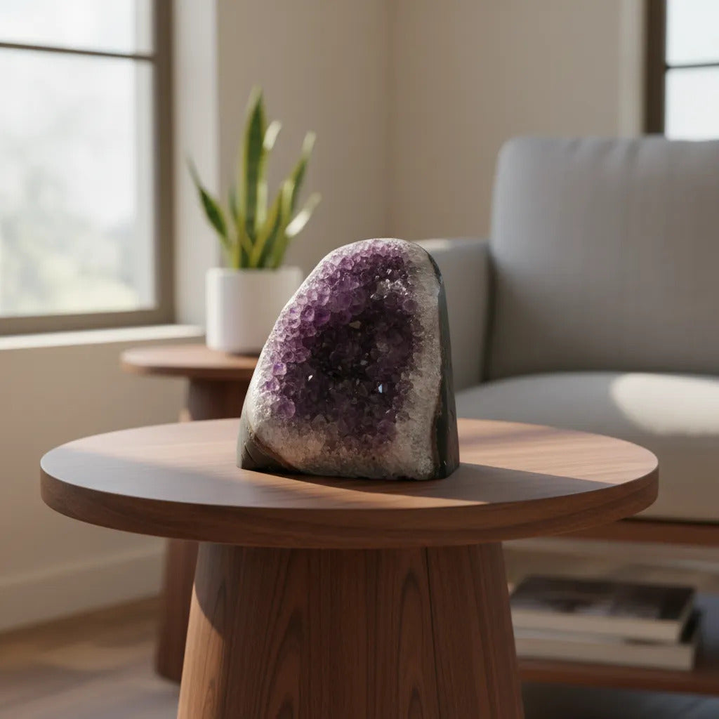 Geoda Amatista Natural Decoración Energía Protección Amatista