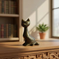 Figura Gato Obsidiana Dorada 9 Cm Artesanal Protección