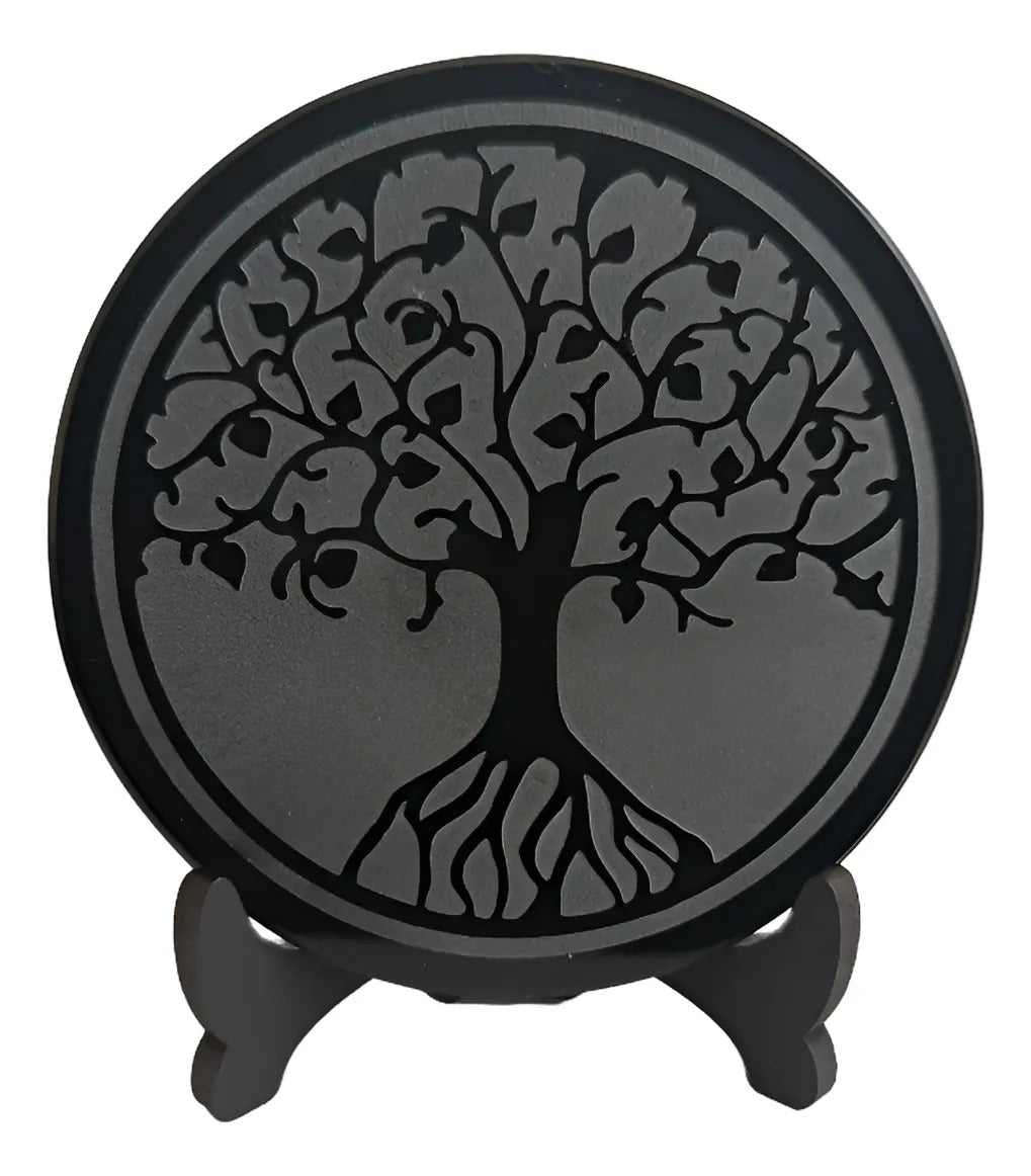 Espejo Obsidiana 10cm Grabado Protección Energética A Elegir