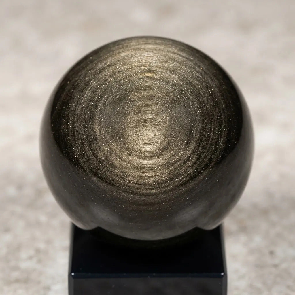 Esfera Obsidiana Dorada Con Base Protección Energética Obsidiana Dorada