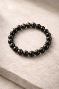 Pulsera Elástica Obsidiana 8 Mm Protección Equilibrio