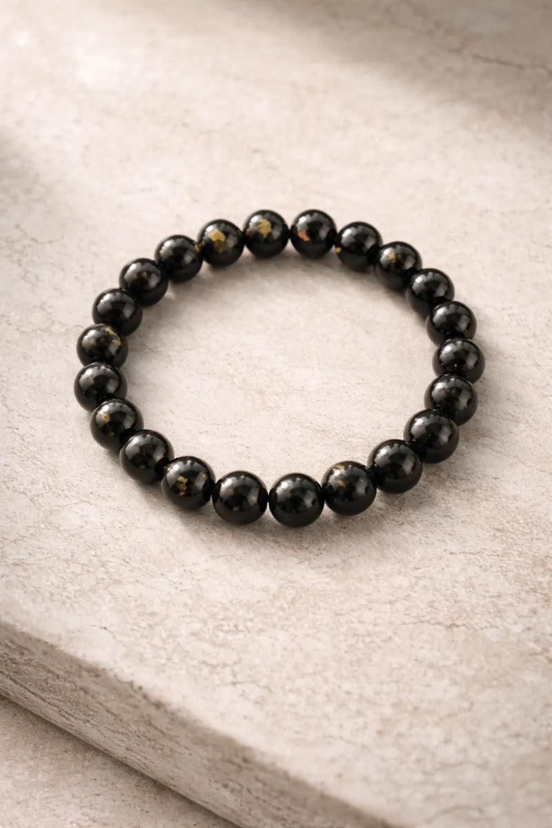 Pulsera Elástica Obsidiana 8 Mm Protección Equilibrio
