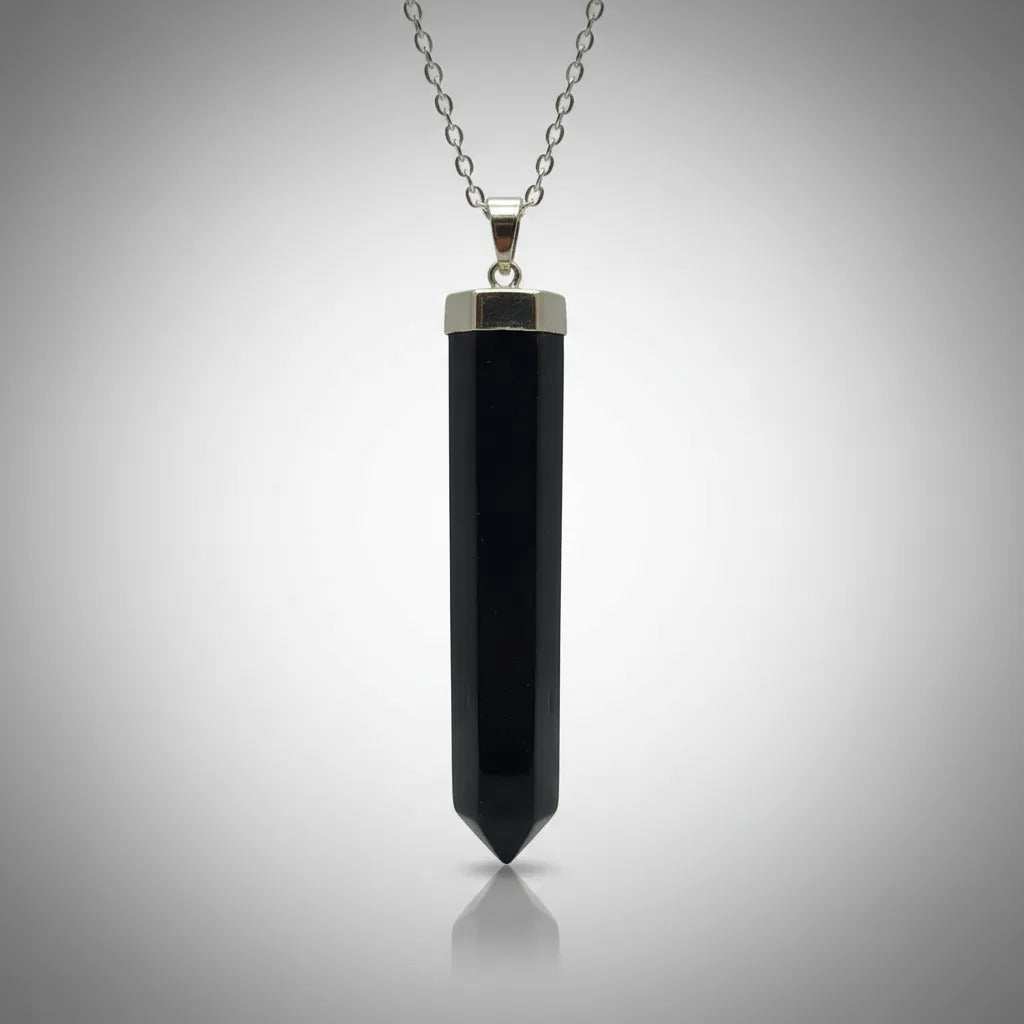 Péndulo Dije Prisma Obsidiana 7 Cm Radiestesia Protección