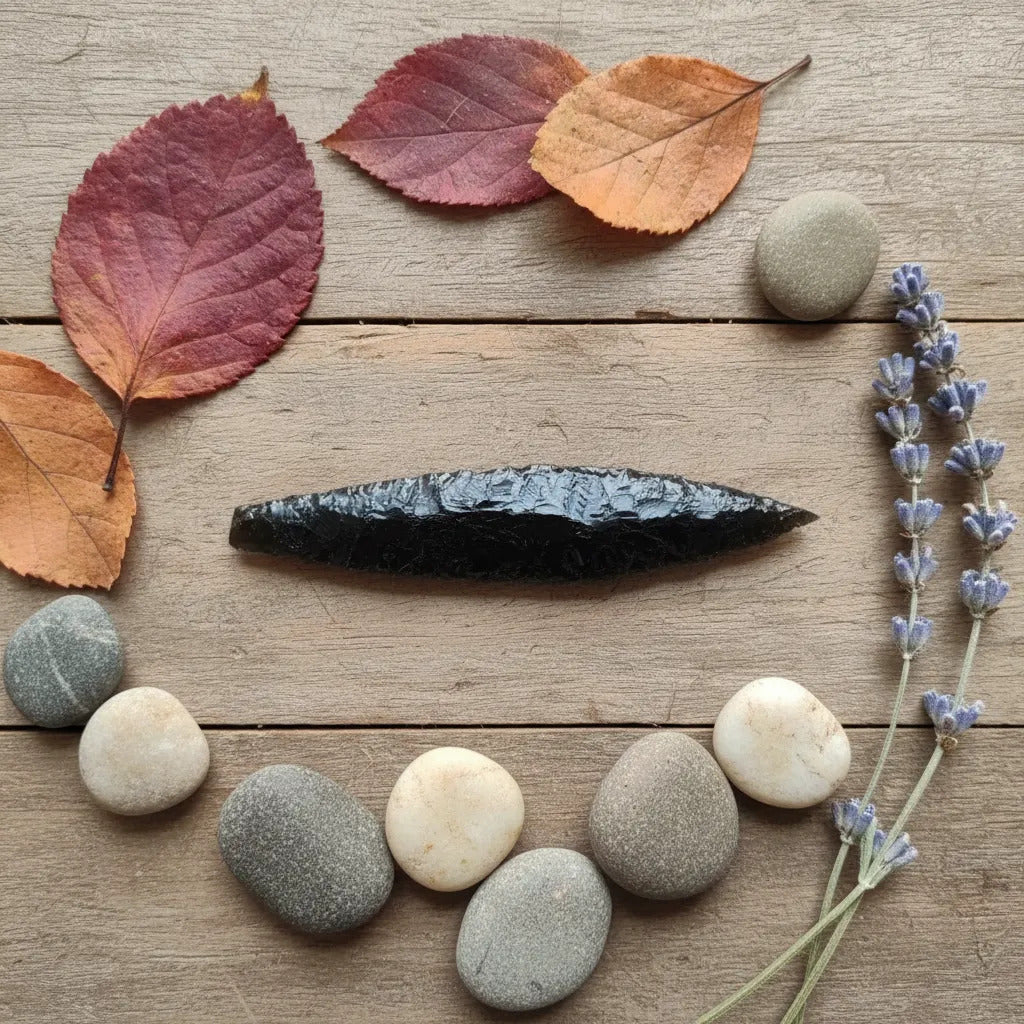 Punta Artesanal Obsidiana Negra 15 Cm Decoración Protección