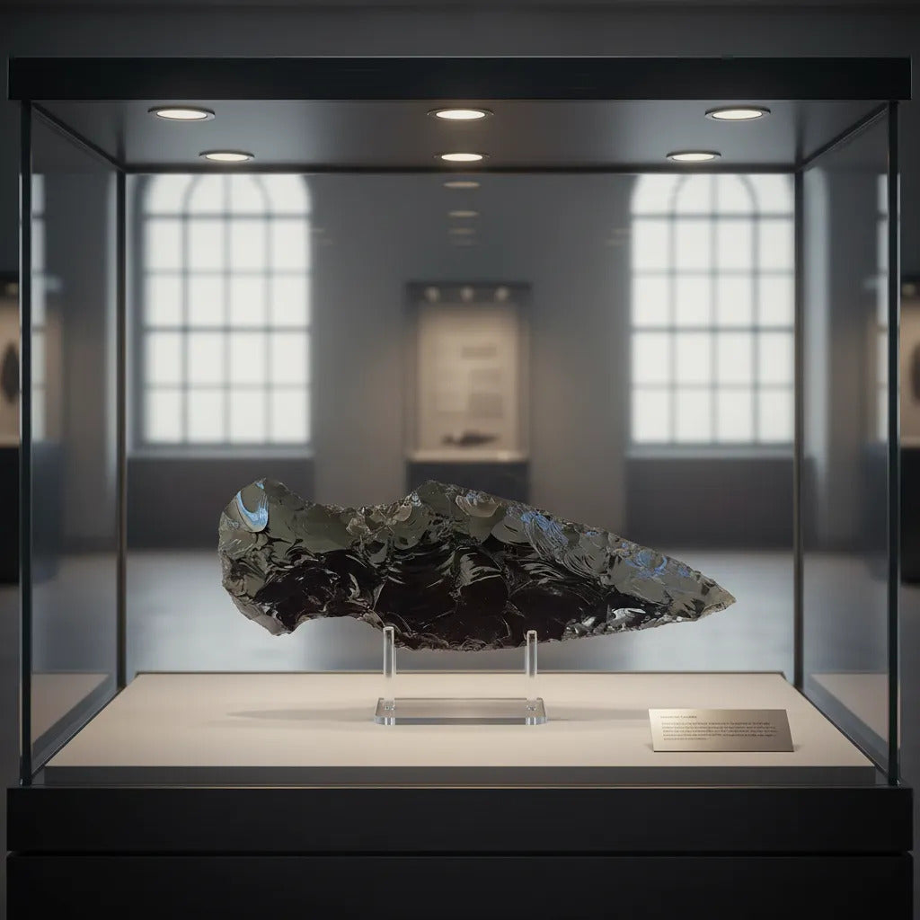 Punta Lanza Bastón Artesanal Obsidiana Negra 20cm Ceremonial