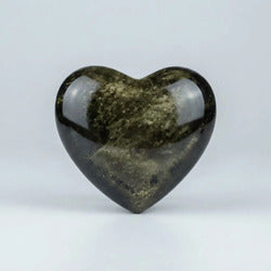 Figura Corazón Obsidiana Dorada Artesanal Protección Energía Corazón
